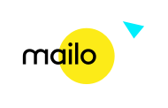 Logo der Mailo Versicherung in schwarzen Kleinbuchstaben auf einem gelben Kreis mit einem kleinen blauen Dreieck in der oberen rechten Ecke.