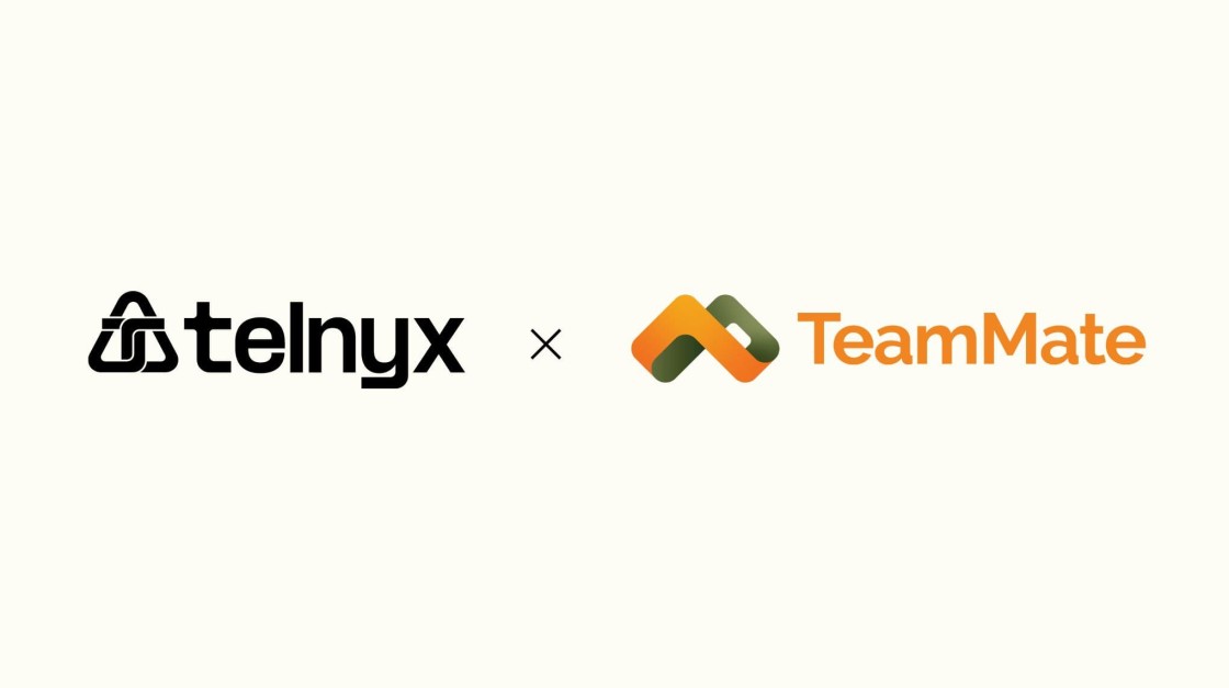 Telnyx and TeamMate logos on a white background