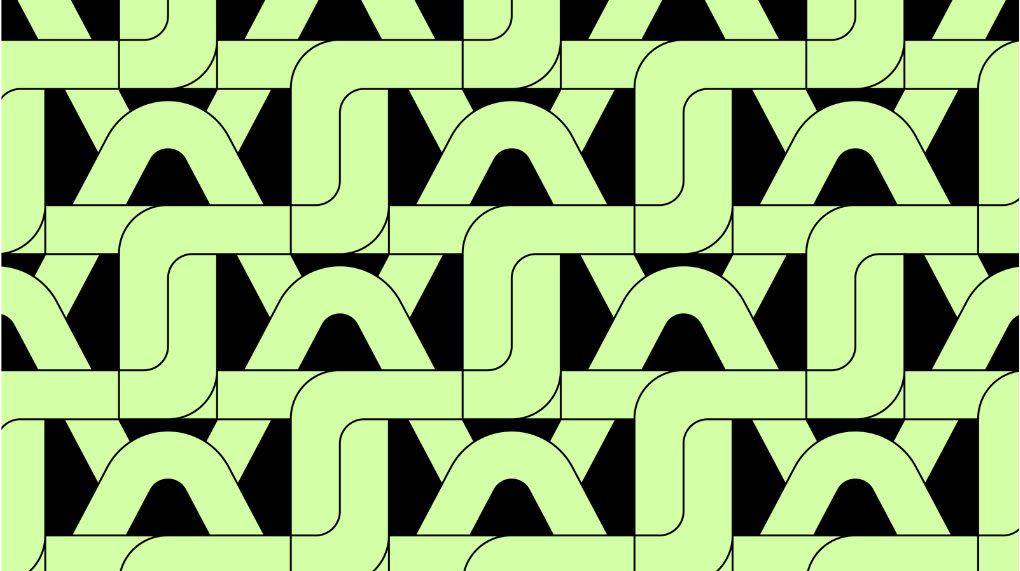 Lime green Telnyx log repeating on a black background