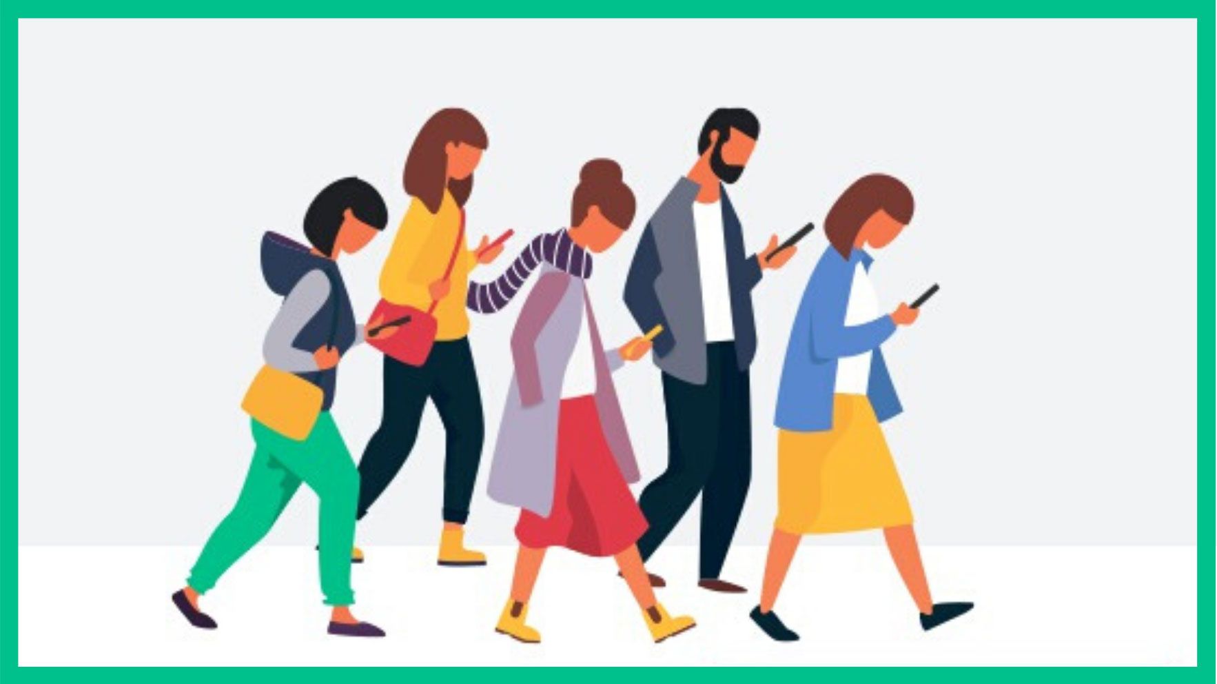 graphic of people walking while looking at smartphones