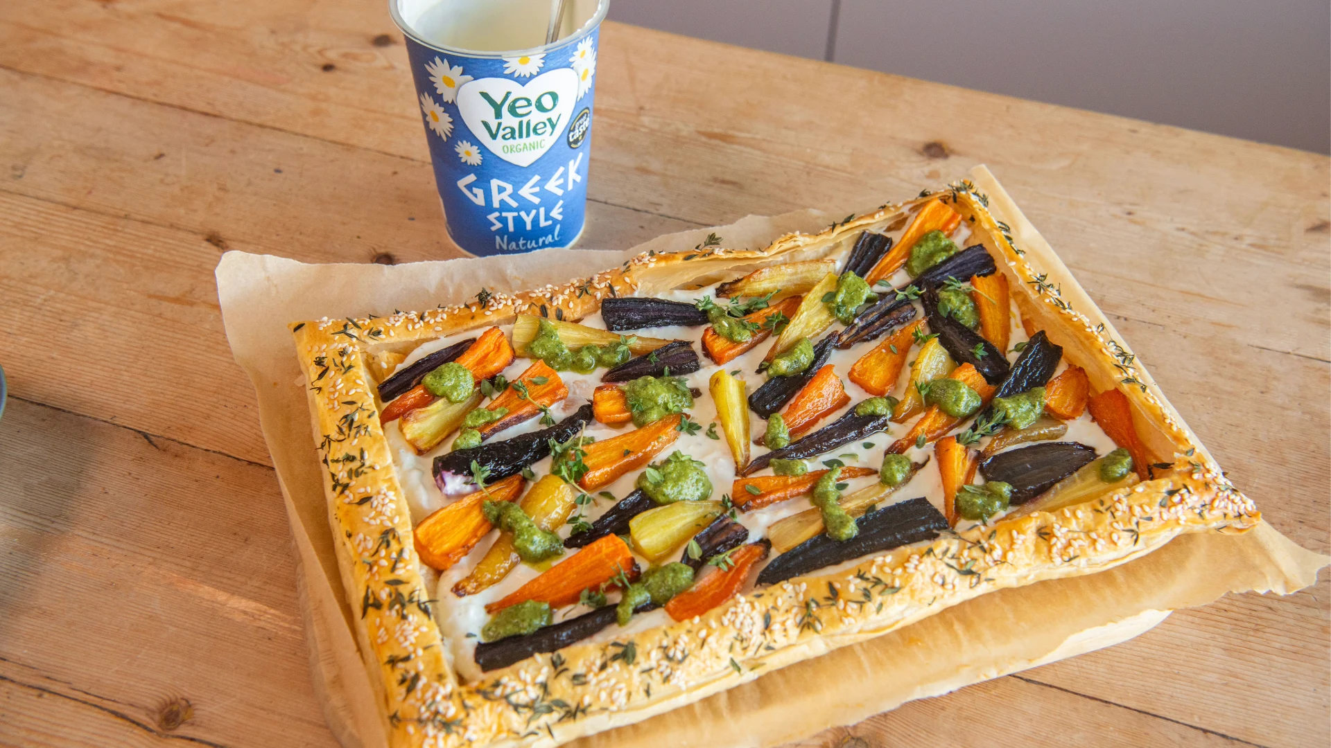 Roasted Carrot and Whipped Feta Pastry Tart
