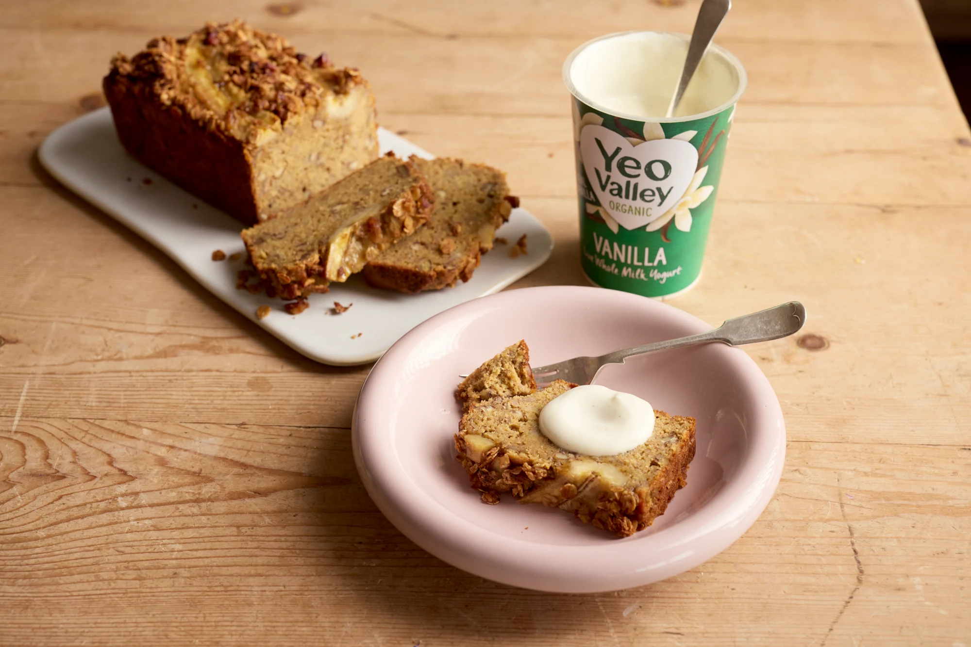 Banoffee Oat Loaf with Vanilla Yogurt