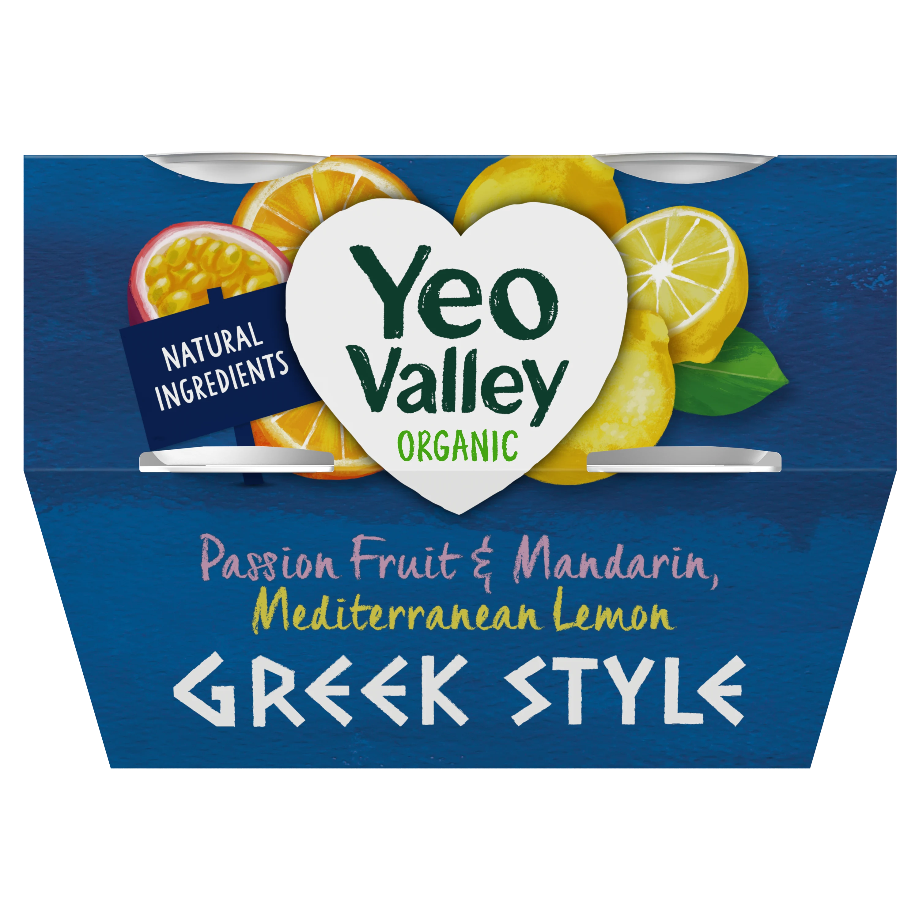 Greek Style Passion Fruit & Mandarin, Mediterranean Lemon Multipack in 4 x 100g size