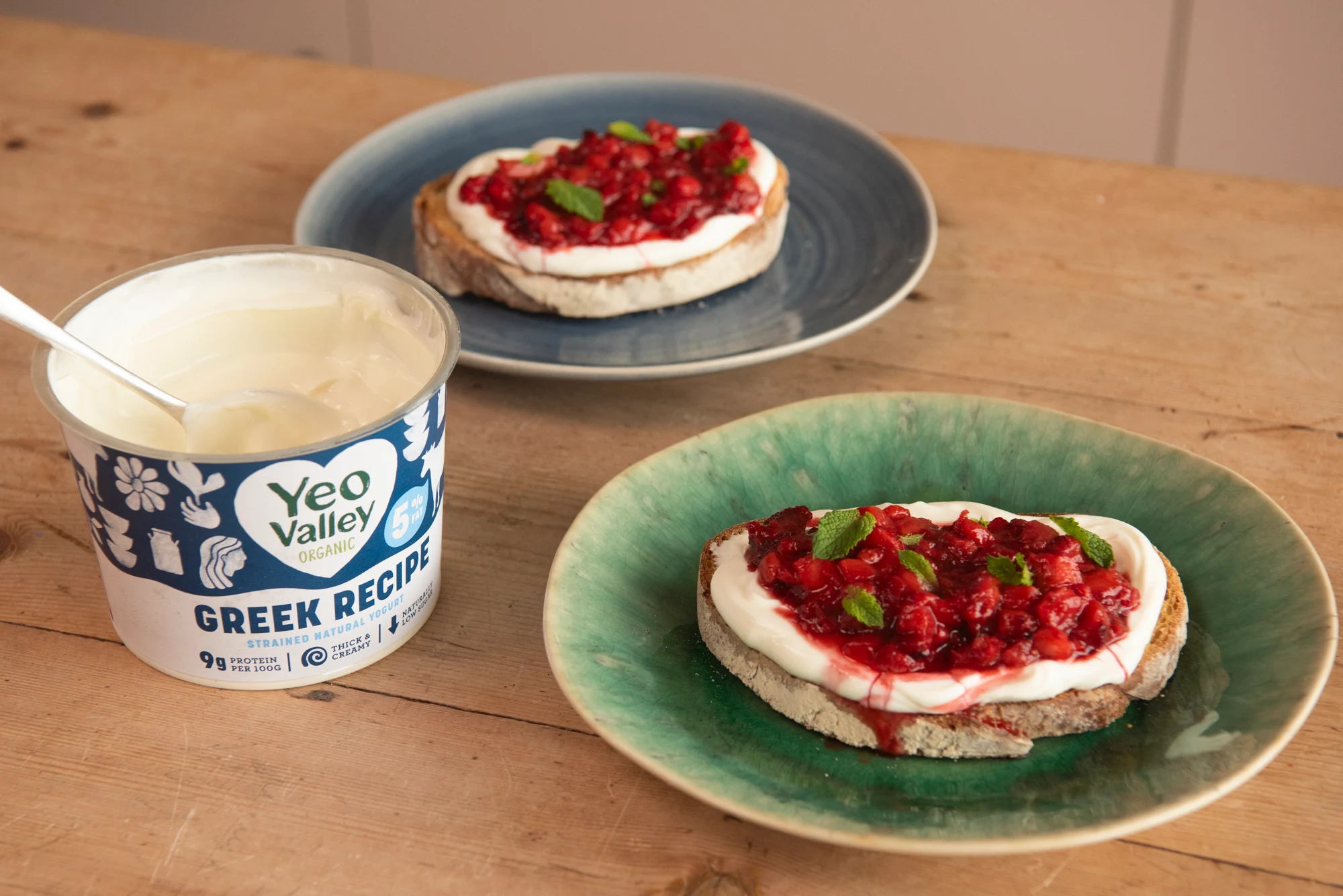 Roasted Strawberries, with Greek recipe yogurt on toast