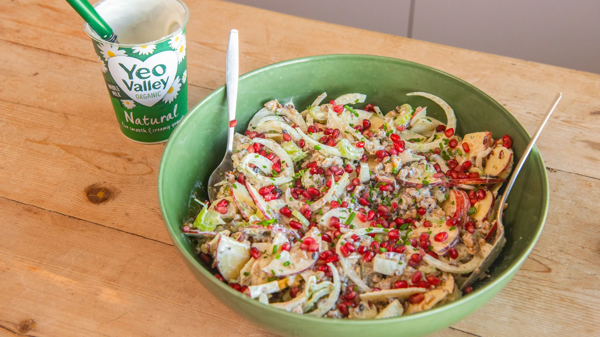 Fennel, Apple and Mixed Grain Salad, with Herby Mustard Yogurt Dressing