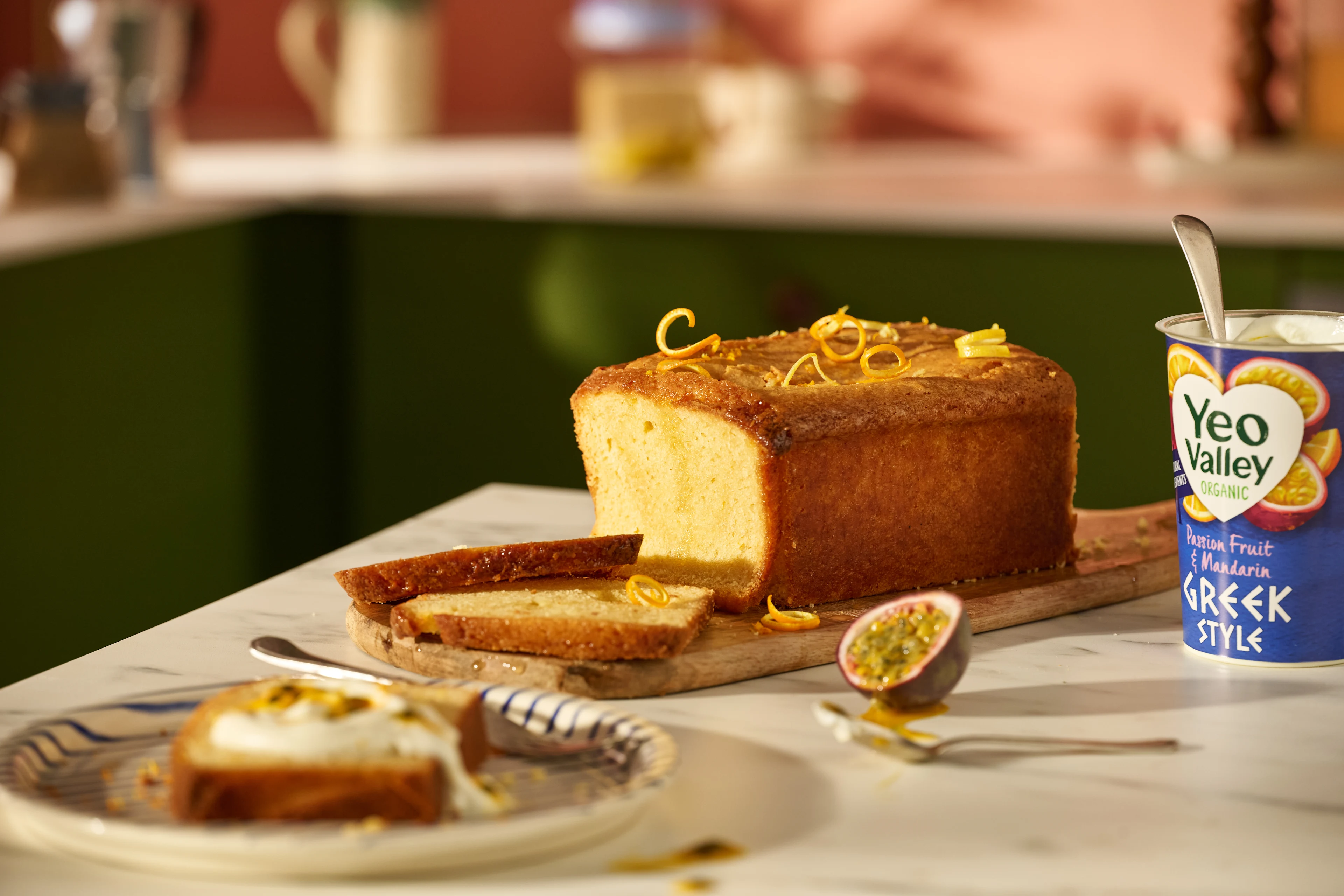 Passionfruit and mandarin loaf cake