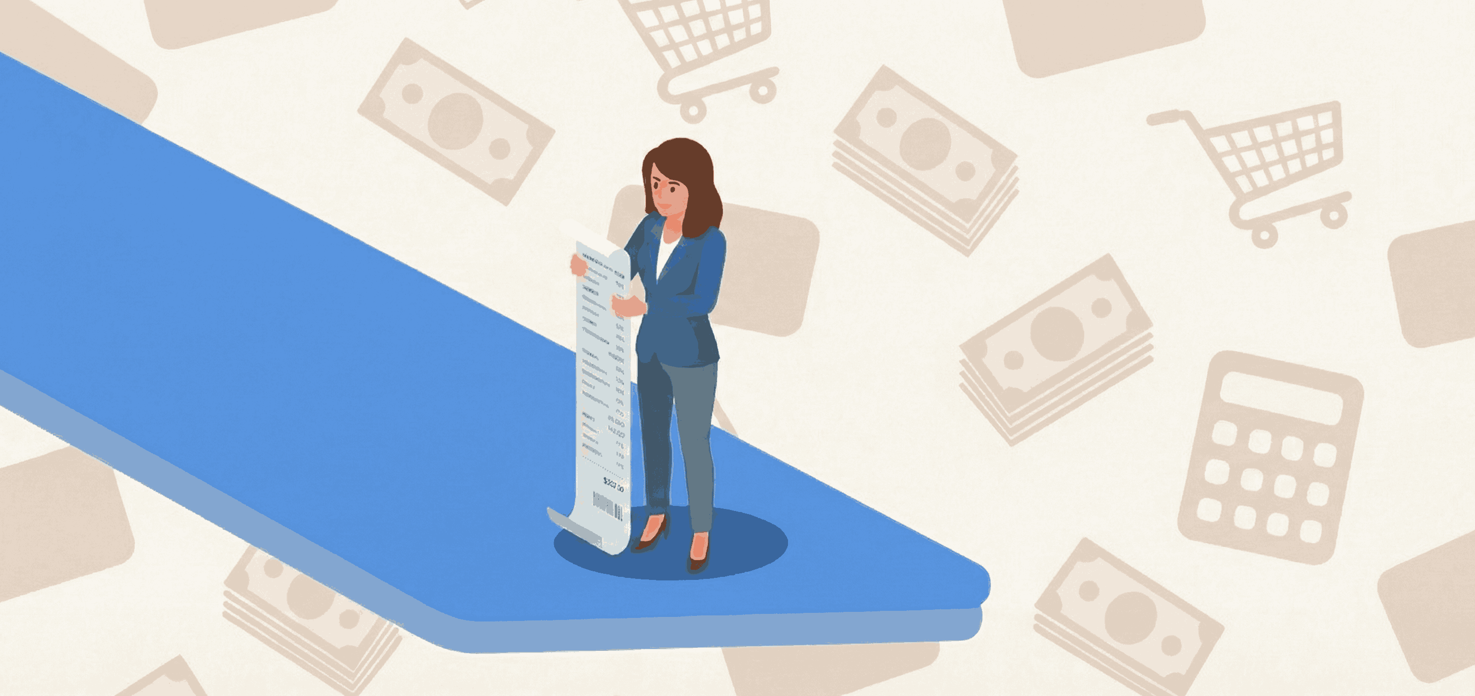 Woman holding a credit card statement