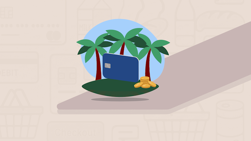 Credit card on tropical island