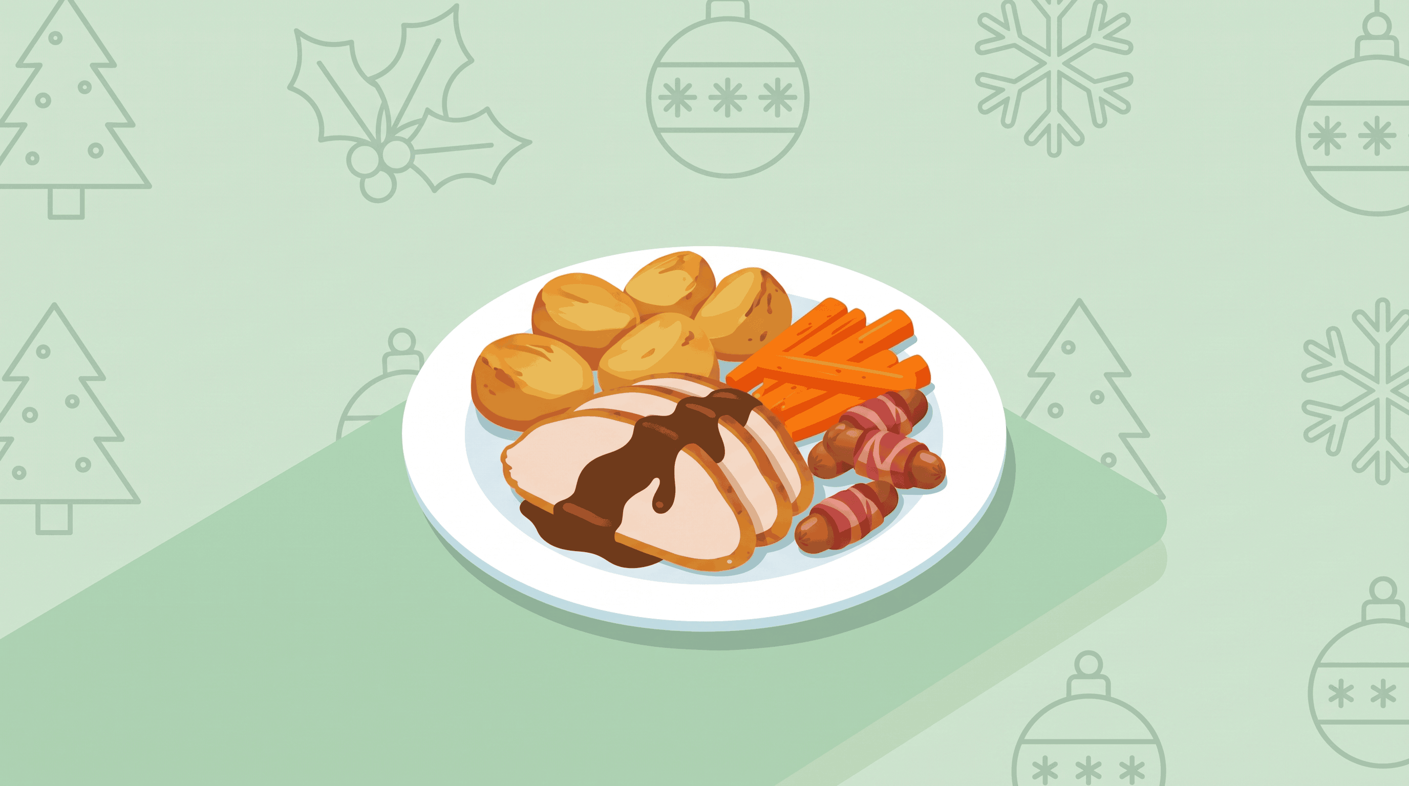 Plate of Christmas dinner