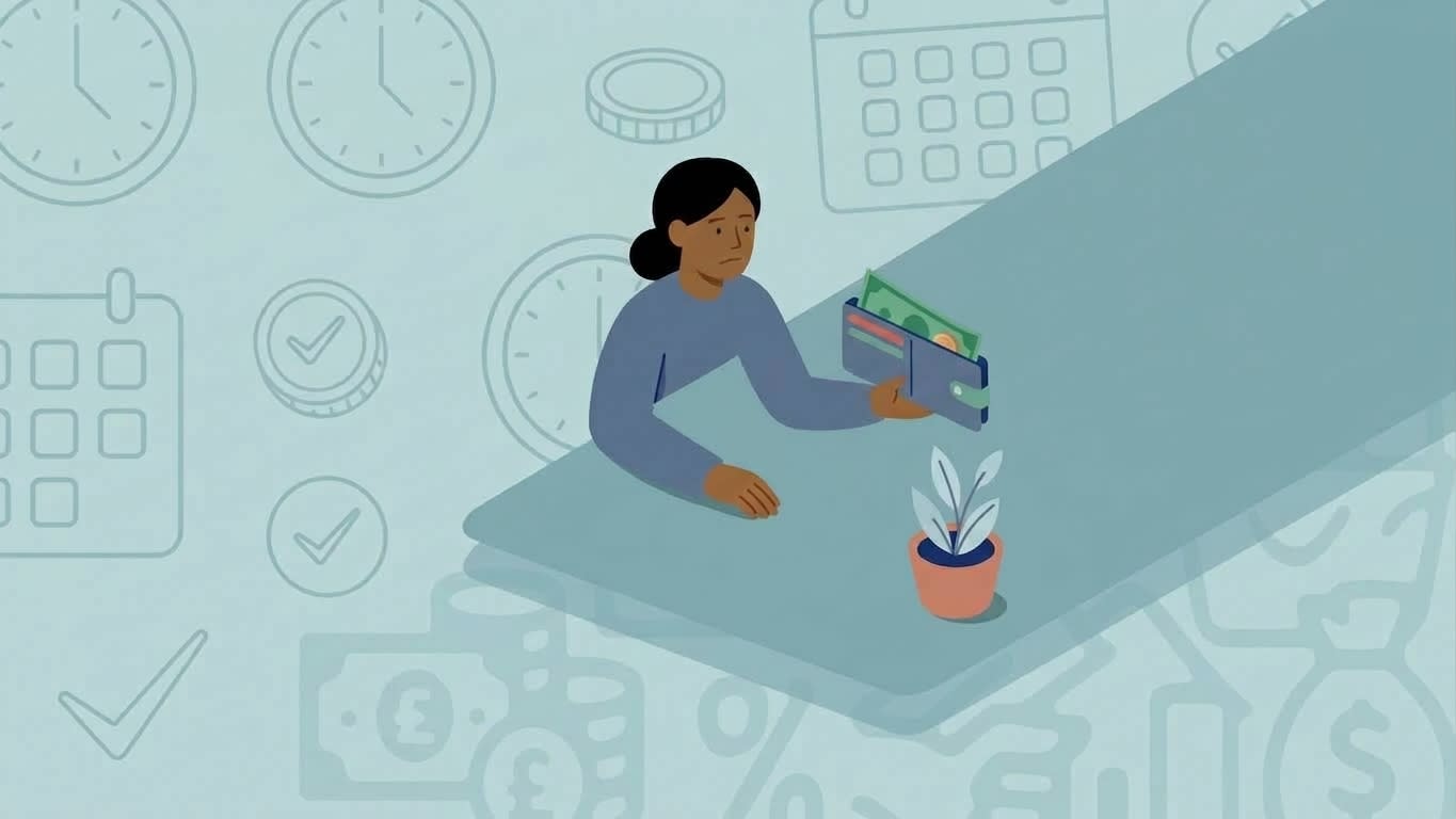 Woman receiving money on payday