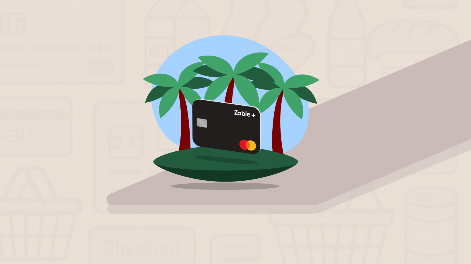 Credit card with palm trees