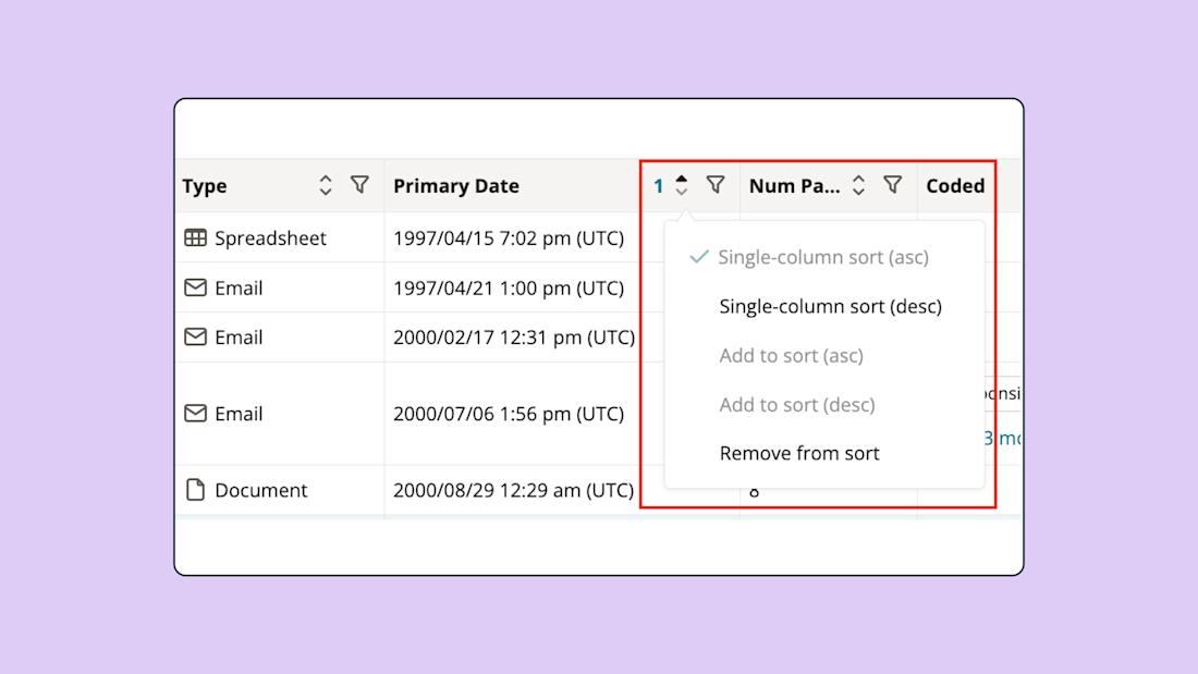 Workflow Image: Results Table Sorting