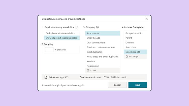 Workflow Image: Grouping Settings