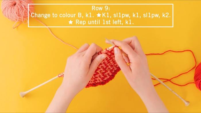 how to knit mosaic slip stitch - step 11