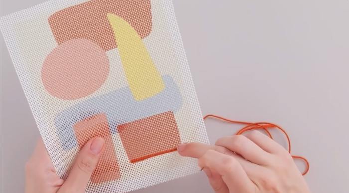 How to needlepoint stitch in half cross tent - step 6