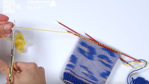 How to knit placeholder stitches for the heel of a sock - Step 3