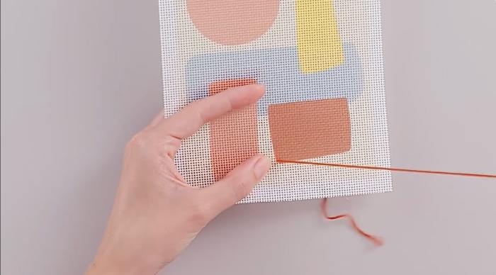 How to needlepoint stitch in half cross tent - step 1