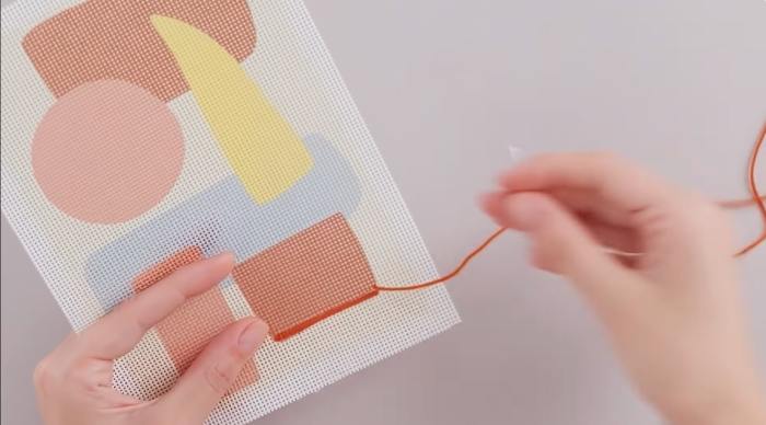 How to needlepoint stitch in half cross tent - step 8