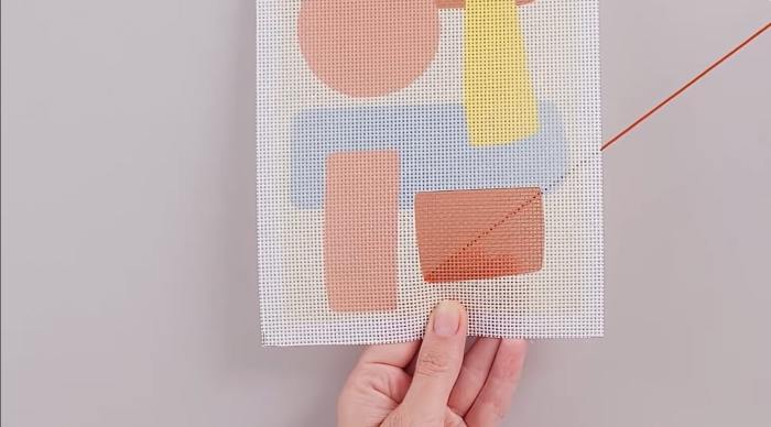 How to needlepoint stitch in half cross tent - step 3