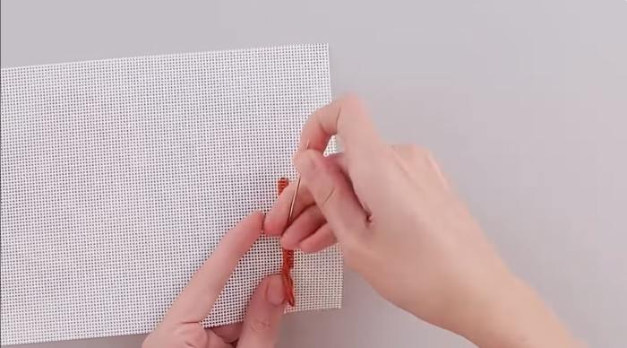 How to needlepoint stitch in half cross tent - step 12