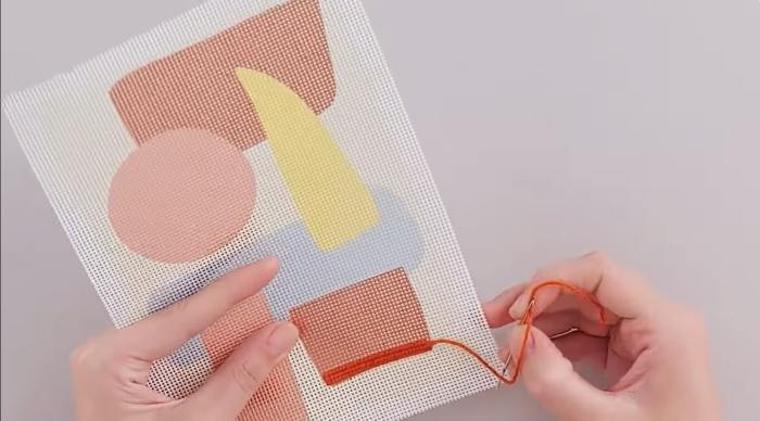 How to needlepoint stitch in half cross tent - step 11