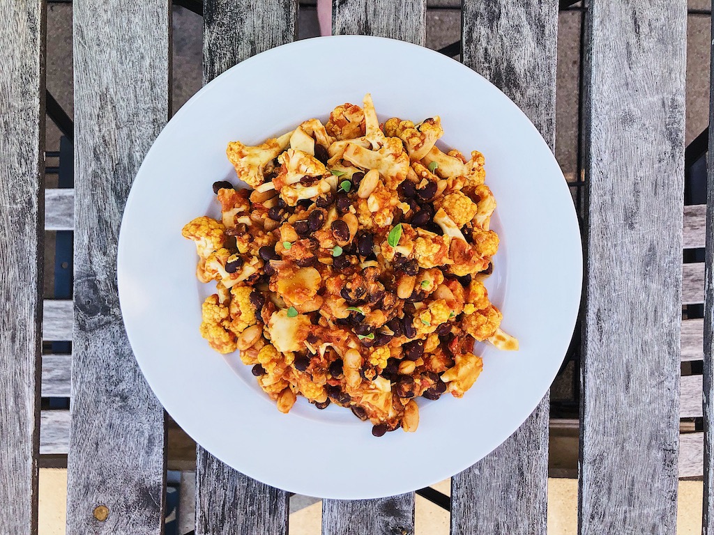 Spiced cauliflower and beans
