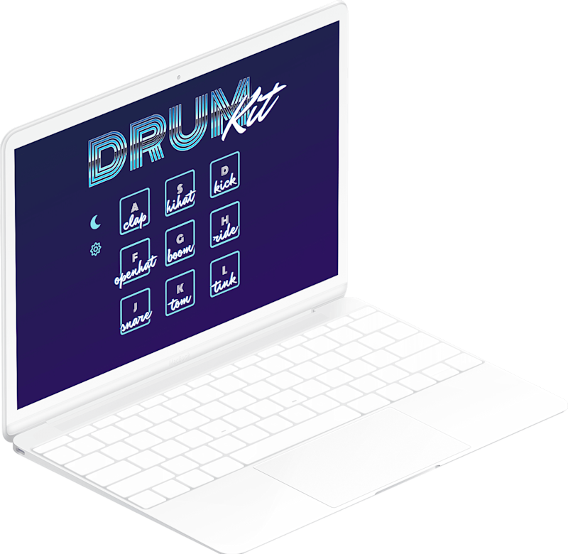 Mockup of a computer running a JavaScript program