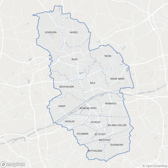 Kartenausschnitt Servicebereich Gelsenkirchen
