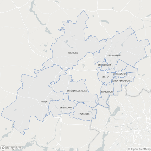 Kartenausschnitt Servicebereich Oranienburg