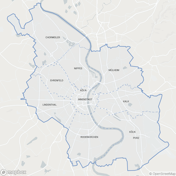 Kartenausschnitt Servicebereich Köln