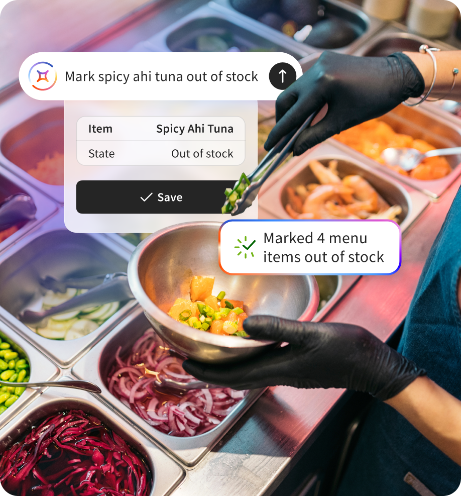 Complete tasks directly from chat with Toast IQ