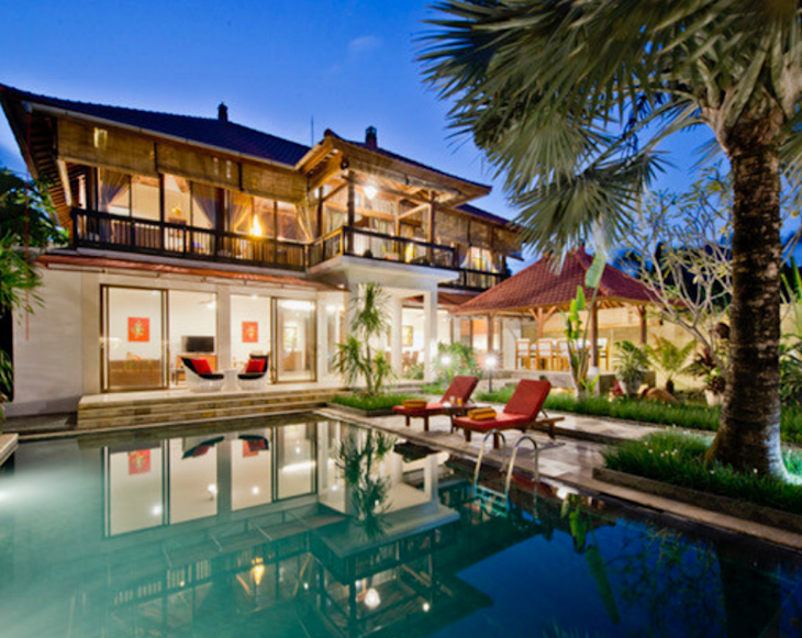 This is a Balinese villa with a pool