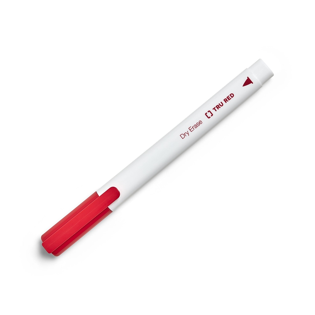 TRU RED™ Pen Dry Erase Markers, Ultra Fine Tip, Black, 12/Pack (TR61438-CC)