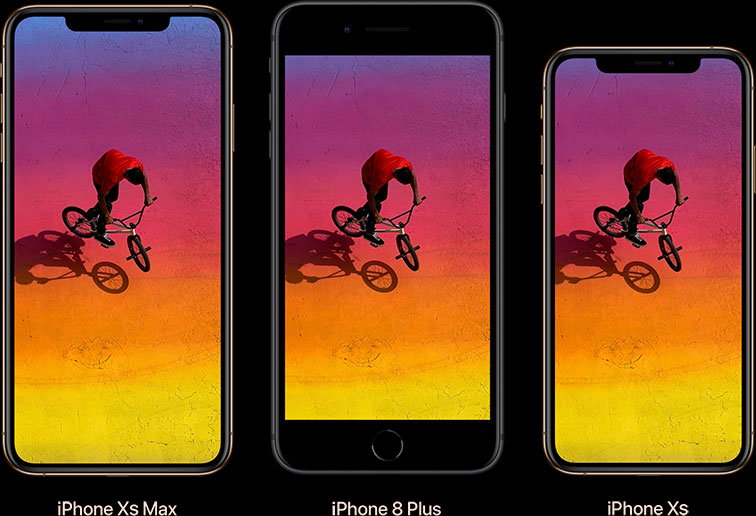 iPhone Xs, iPhone Xs Max and iPhone 8 plus - screen differences