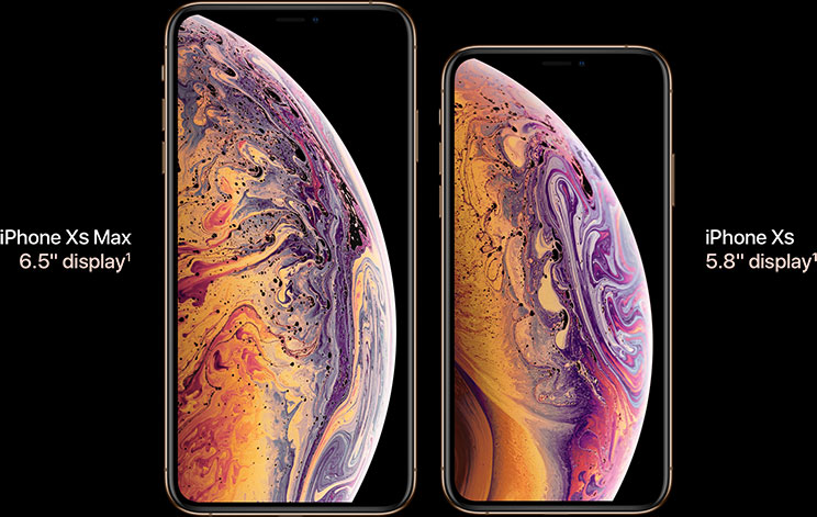 iPhone Xs Max - 6.5 inches display. iPhone Xs - 5.8 inches display