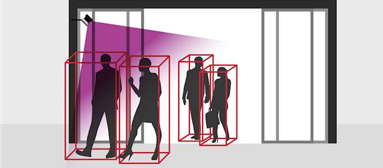 Graphic of Ouster digital lidar mounted outside building entrance