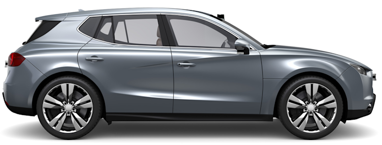 A car with lidar sensors mounted on it