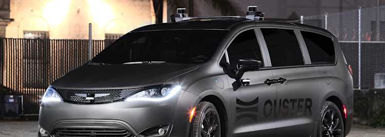 Ouster Sensors on a Chrysler Pacifica branded by Ouster
