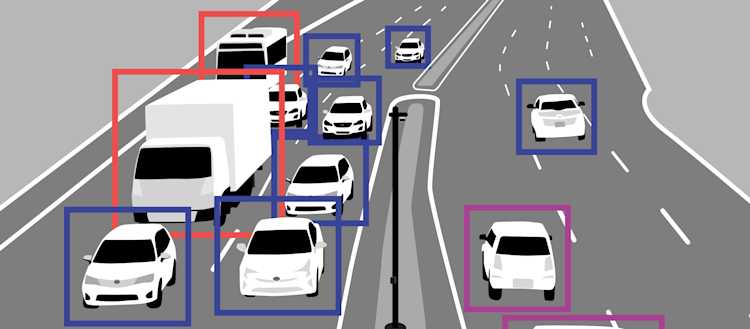 Graphic of Ouster digital lidar mounted above freeway