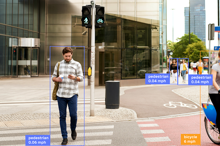 A digital lidar sensor installed at an intersection detects and classifies pedestrians and bicyclists