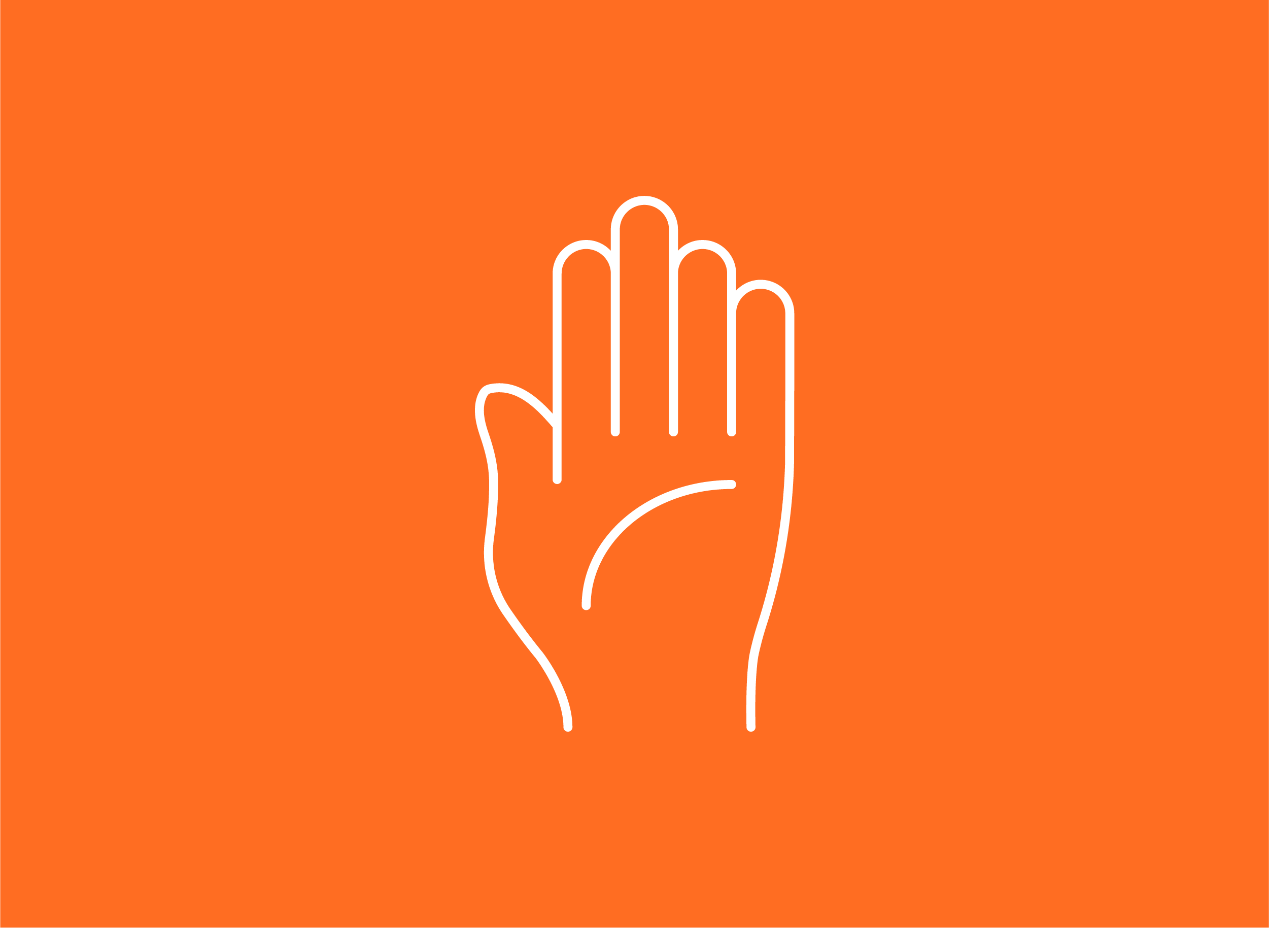 Orange icon of a raised hand