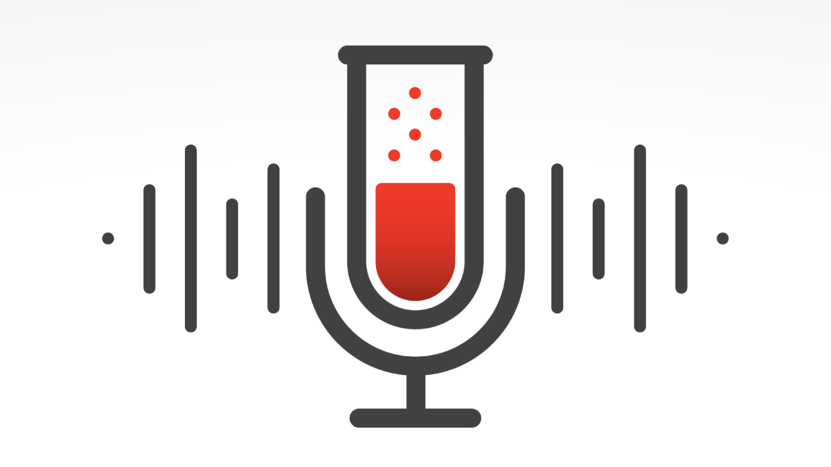 The Elixir Factor podcast graphic. The microphone is made from a test tube