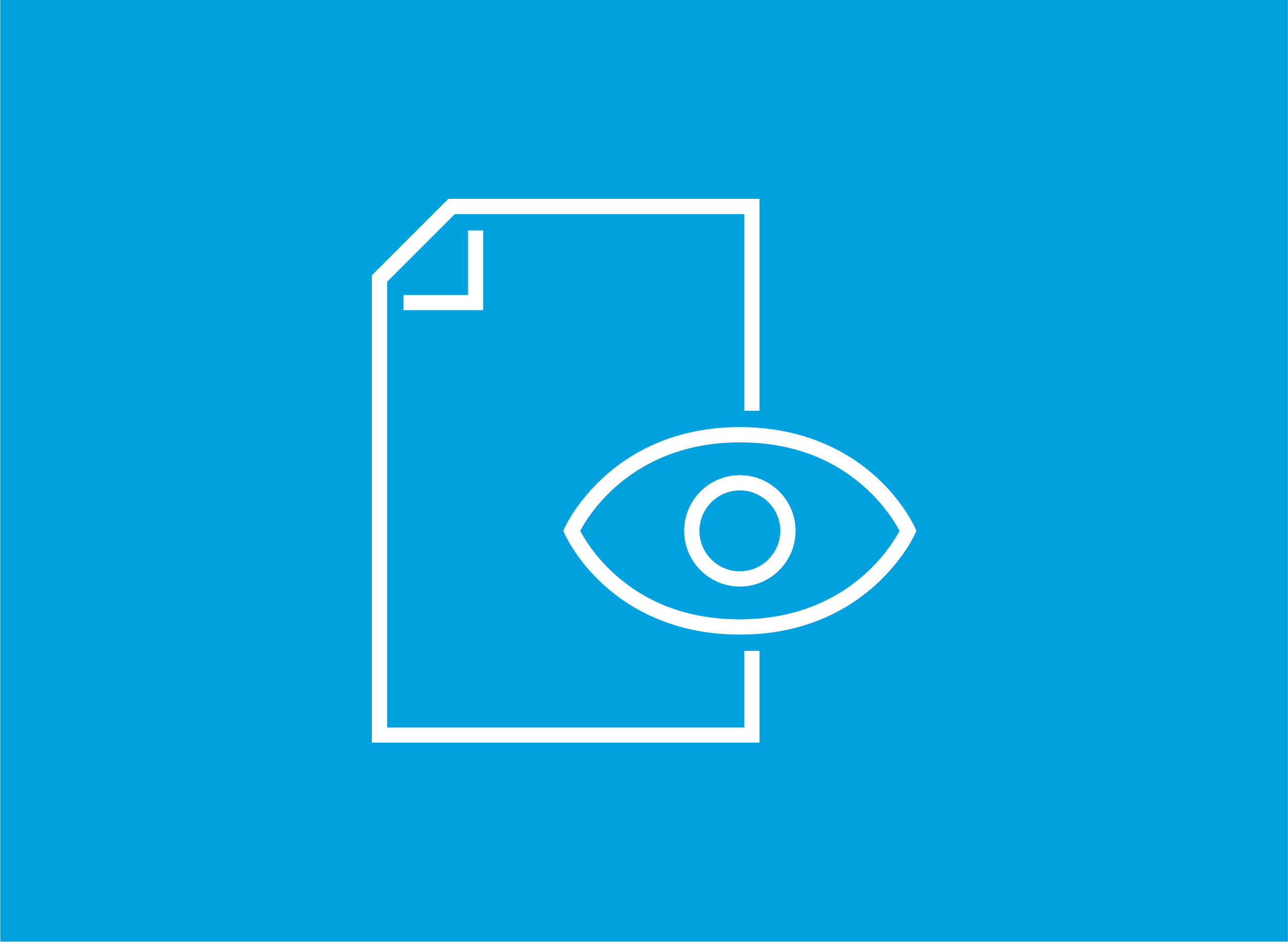 Blue icon of a sheet of paper with an eye