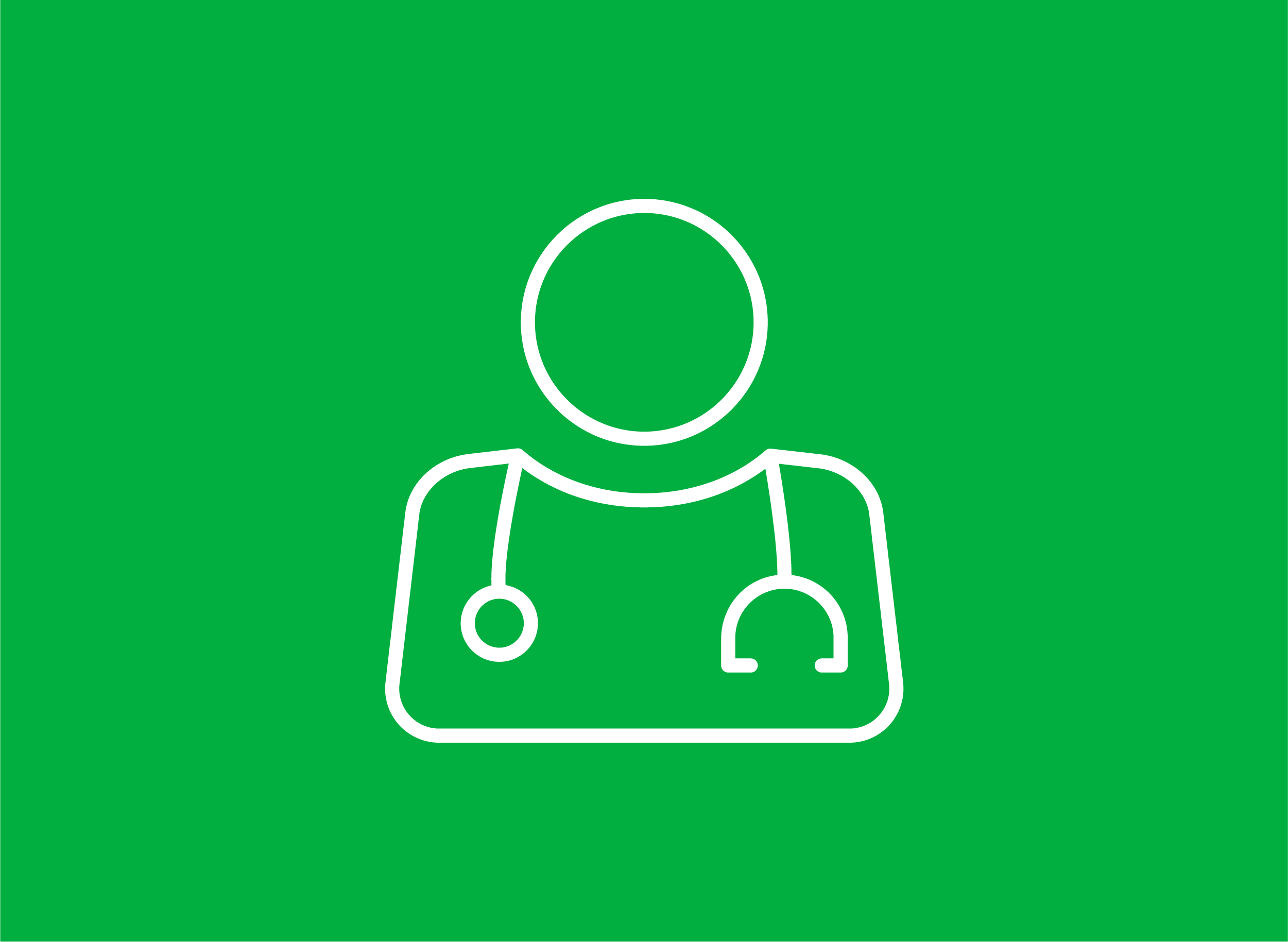Green icon of a doctor wearing a stethoscope