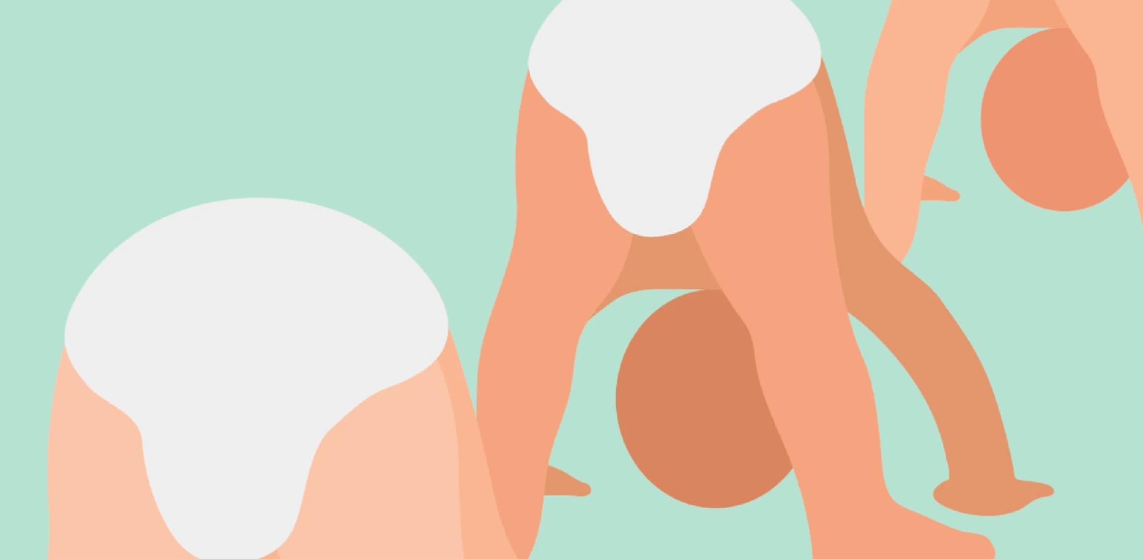 Enkele getekende babies staan op handen en voeten