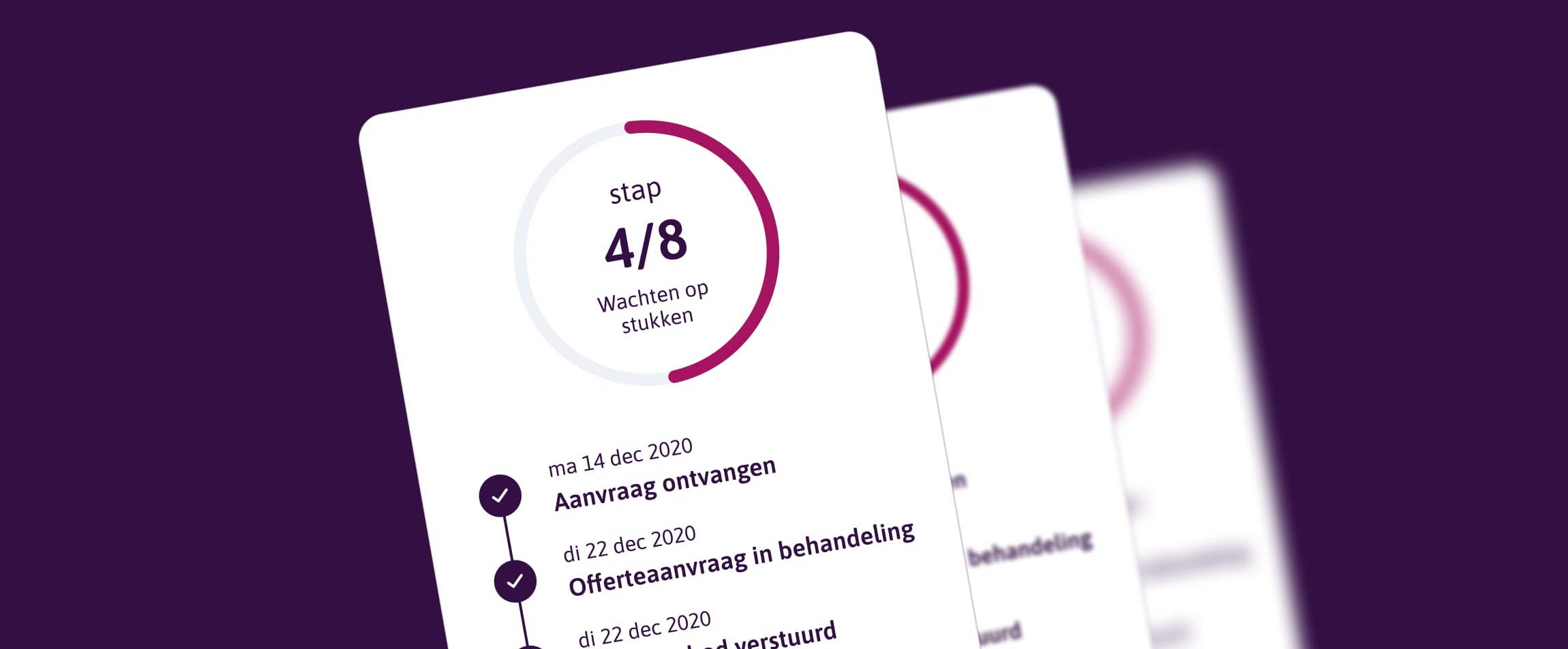 Een voorbeeld van het component voor de stappen die doorlopen moeten worden