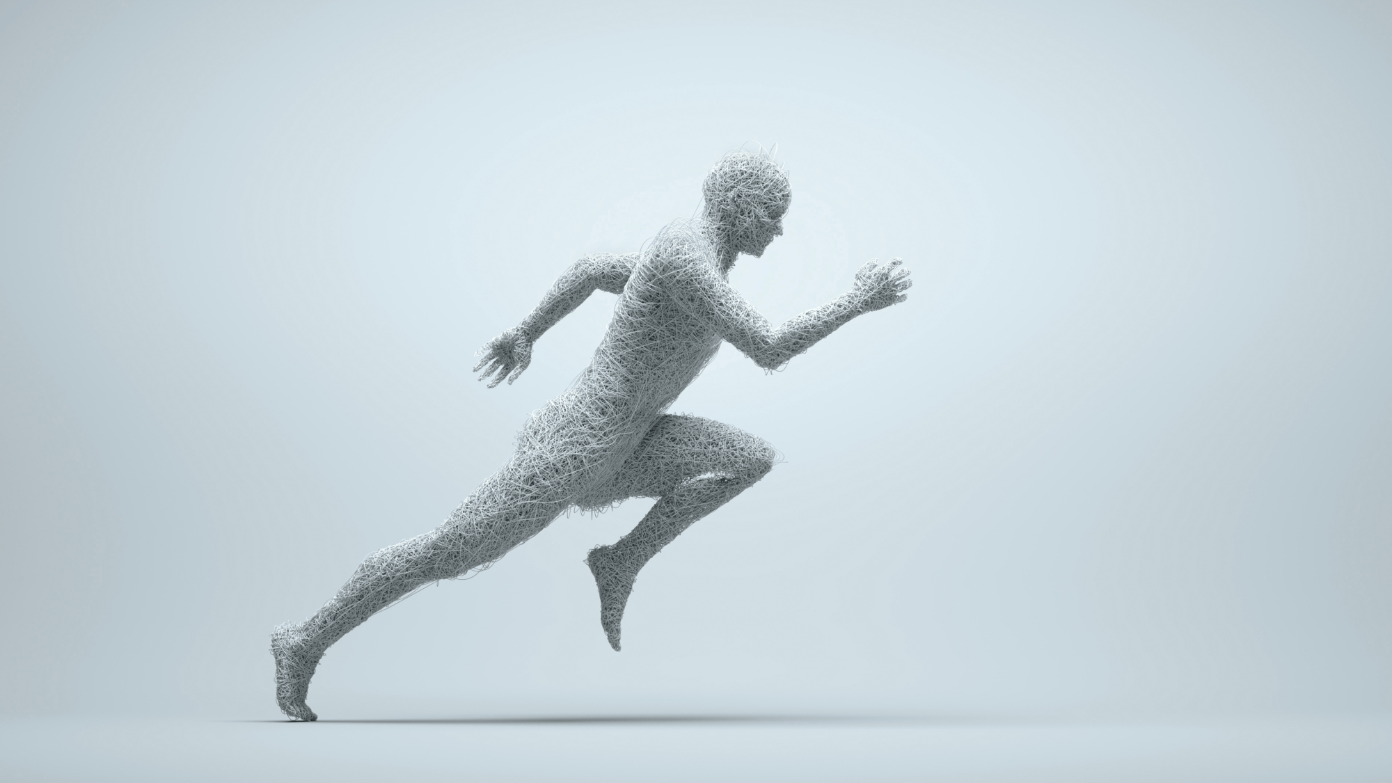 Een 3D gerenderd persoon die start aan de sprint.