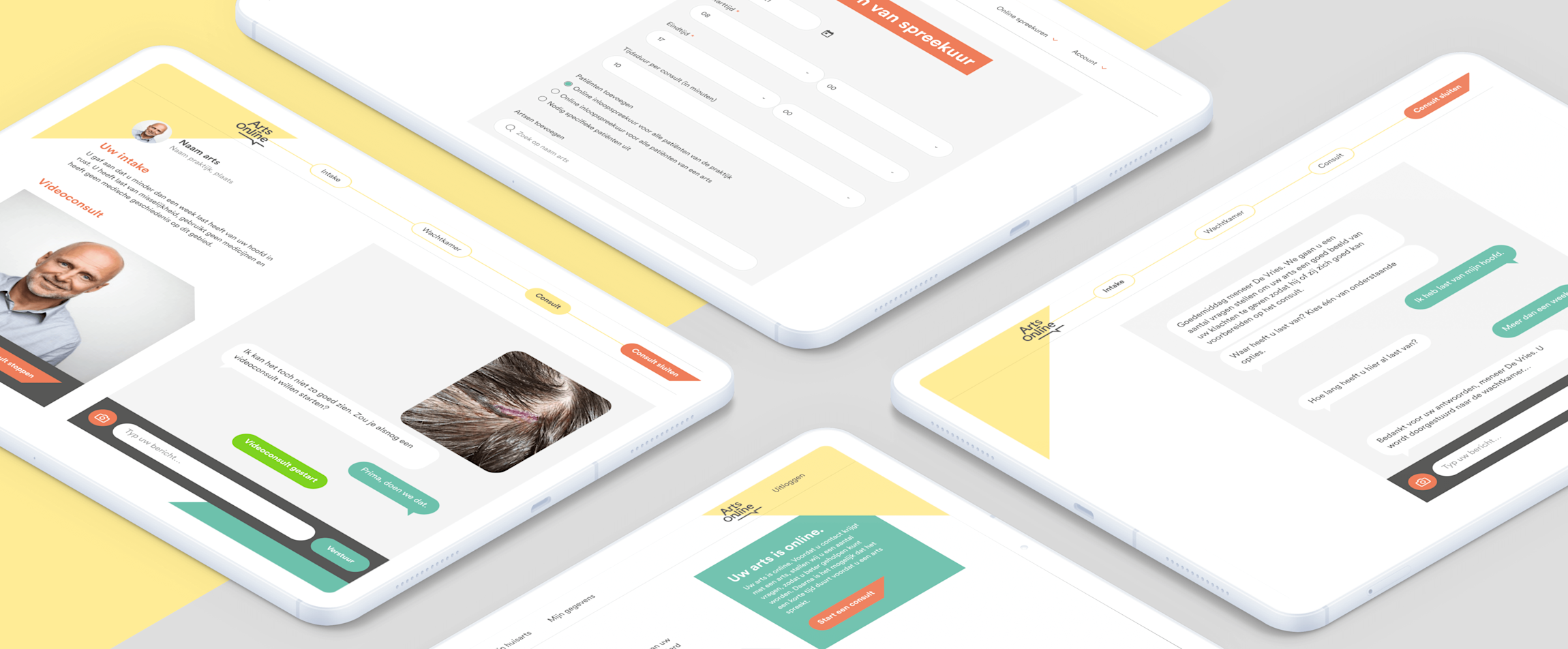 ArtsOnline - 4 tablets met daarop de website geopend.