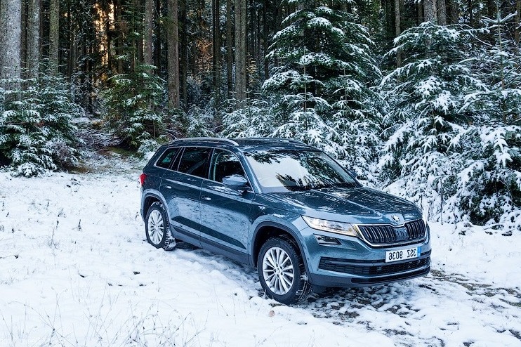 Skoda Kodiaq in de sneeuw