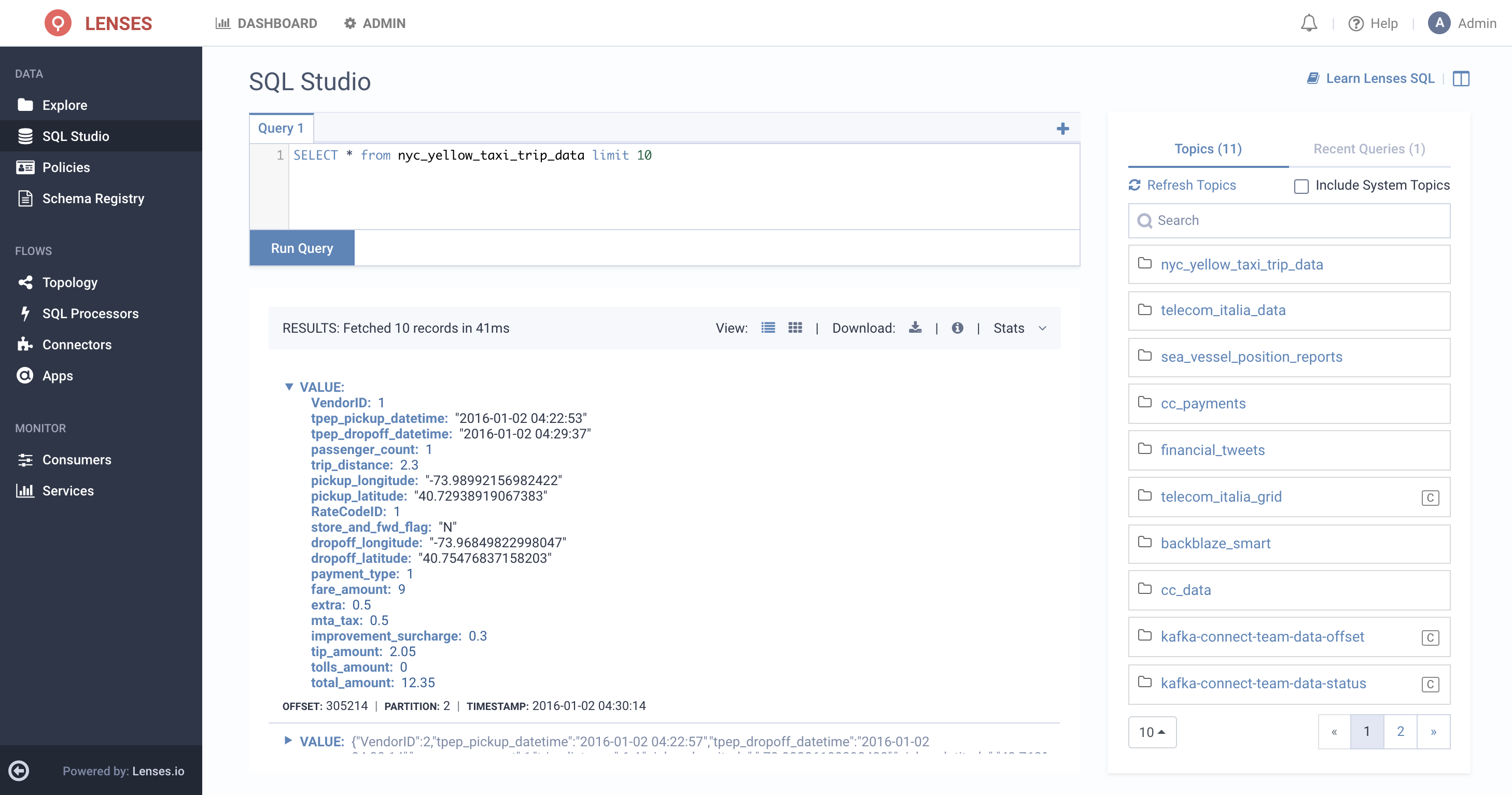 Reviewing Kafka data structure with SQL